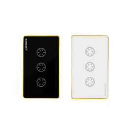 Công Tắc Thông Minh Wifi Viền Vàng BLE-3N B/W