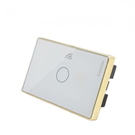 Công tắc wifi âm tường chữ nhật CT1CW-WF-VV (Kính trắng viền vàng)
