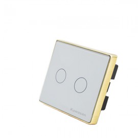 Công tắc wifi âm tường vuông CT2VW-WF-VV (Kính trắng viền vàng)