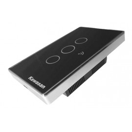 Công tắc wifi âm tường chữ nhật CT3CB-WF-VB (Kính đen viền bạc)
