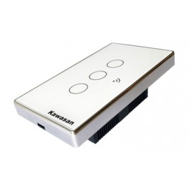 Công tắc wifi âm tường chữ nhật CT3CW-WF-VB (Kính trắng viền bạc)