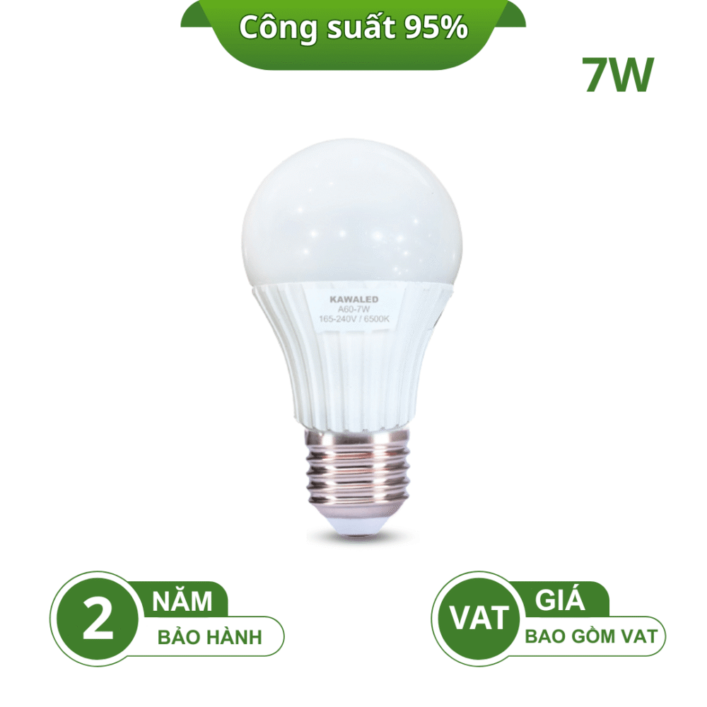 ĐÈN LED BULB TRÒN THÂN NHỰA LED2-A60-7W CÔNG SUẤT 95%