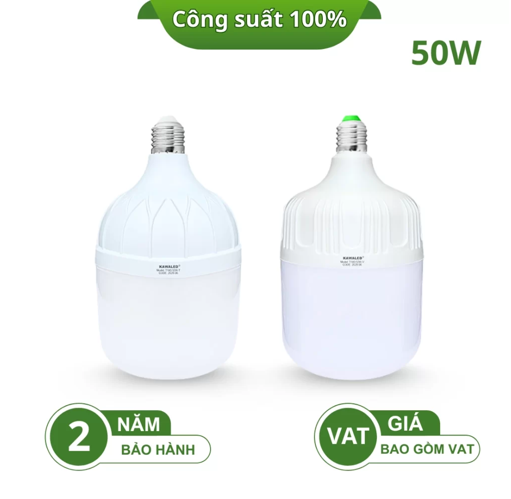 ĐÈN LED BULB TRỤ THÂN NHỰA LÕI NHÔM T140-50W-T/V