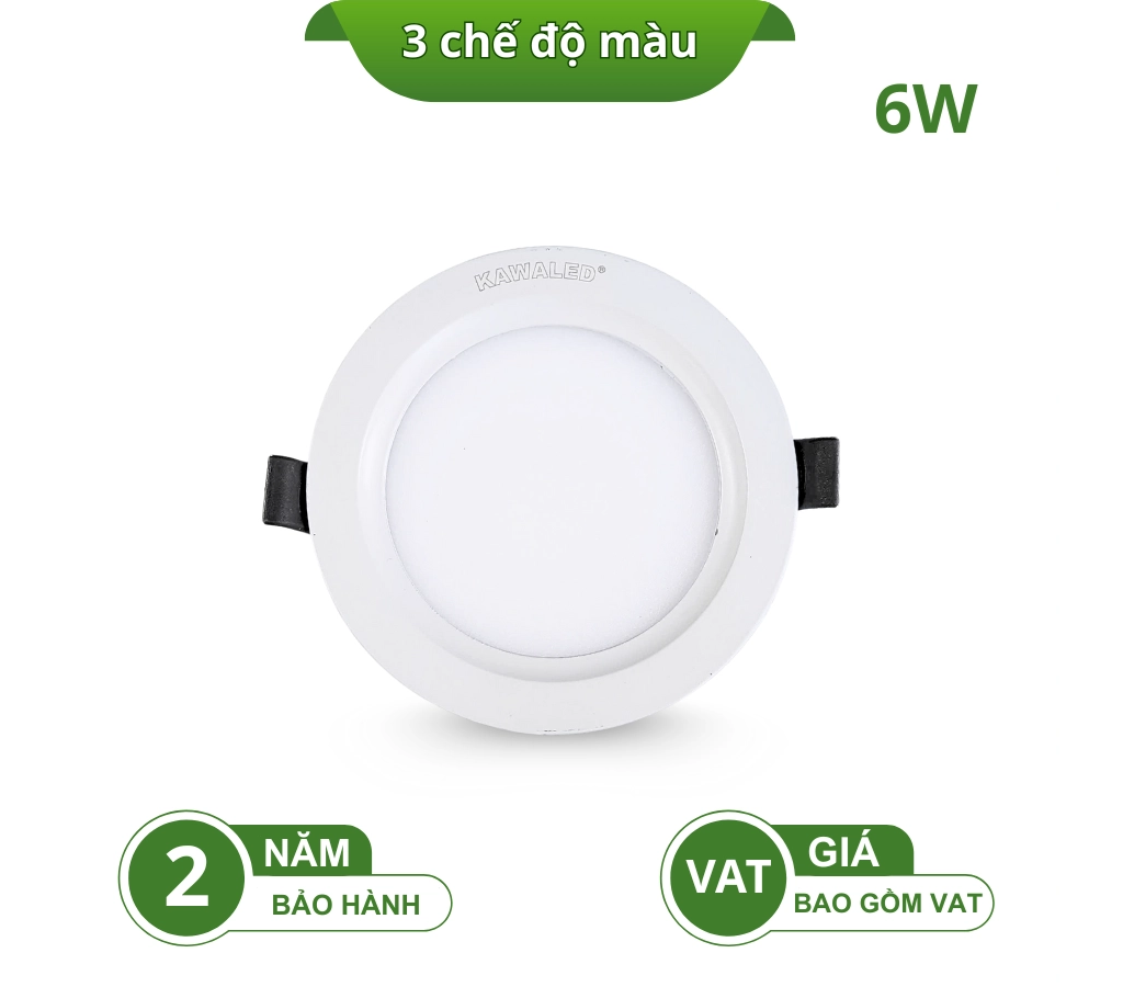 ĐÈN LED ÂM TRẦN MỎNG GIẬT CẤP 3 MÀU DL108-A6W-3M
