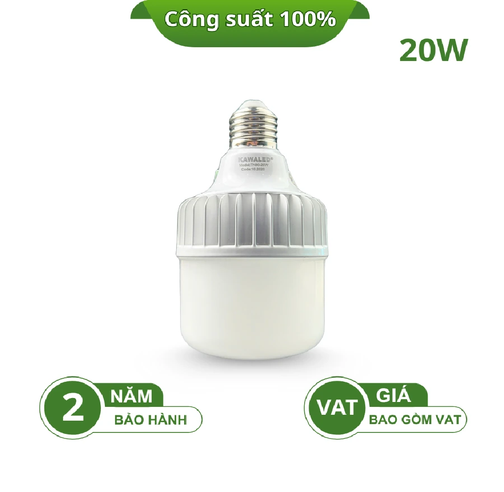 ĐÈN LED BULB TRỤ THÂN NHÔM ĐÚC TN80-20W-T/V E27