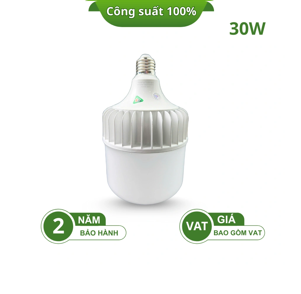 ĐÈN LED BULB TRỤ THÂN NHÔM ĐÚC TN100-30W-T/V E27