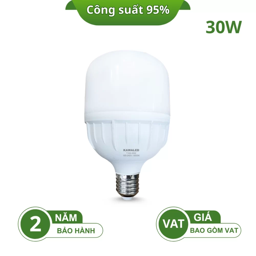 BÓNG ĐÈN LED BULB TRỤ THÂN NHỰA LED2-T100-30W CÔNG SUẤT 95%