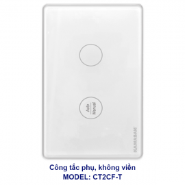 Công Tắc Cầu Thang 2 Chiều Wifi Không Viền, Kính Trắng CT2CF-T (Công Tắc Phụ)